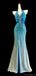 Unique Blue V-Neck Mermaid Long Prom Dress Ideas, Evening Party Dresses, OLP1540
