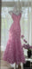 Elegant Pink Spaghetti Strap Mermaid Floral Long Prom Dress Ideas, Evening Party Dresses, OLP1278