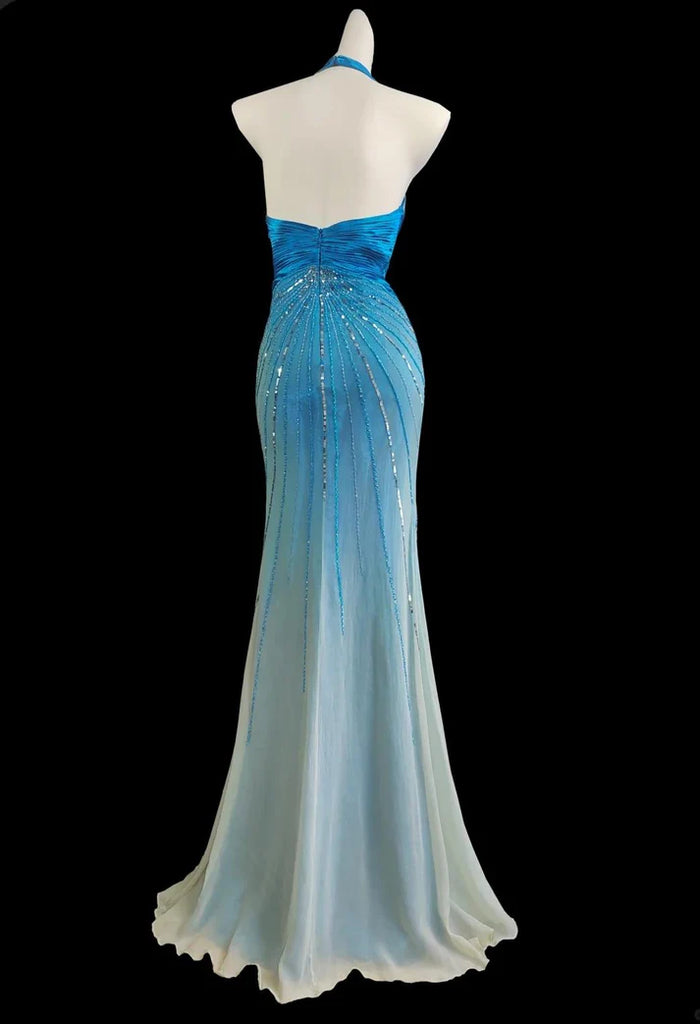 Unique Blue V-Neck Mermaid Long Prom Dress Ideas, Evening Party Dresses, OLP1540