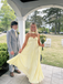 Elegant Yellow Chiffon Pleated Sweetheart Evening Dress Long Formal Gown,OLP2048