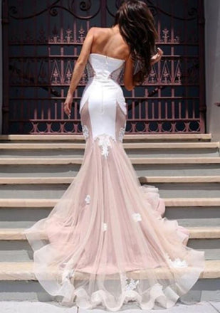 Sexy White Sweetheart Mermaid Long Prom Dress Ideas, Evening Party Dresses, OLP1502