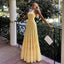 Unique One Shoulder Yellow Tiered Prom Dress Ruffled Waist Summer Style Chiffon Maxi,OLP1763