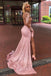 Unique Pink Halter Long Sleeve Mermaid Long Prom Dress Ideas, Evening Party Dresses, OLP1550