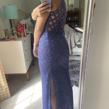 Shiny Blue One-Shoulder Mermaid Long Prom Dress Ideas, Evening Party Dresses, OLP1362