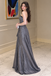 Grey Metallic Strapless Mermaid Prom Dress Sparkly Long Evening Gown,OLP2429