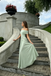 Pretty Off-Shoulder Mint Green Prom Dress Modern Draped Front Knot,OLP2198
