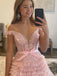Fancy Tiered Ruffle Tulle Ball Gown Prom Dress with Beaded Off-Shoulder Top,OLP1811