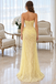 Classy Yellow Strapless Floral Lace Corset Long Prom Dress,OLP2469