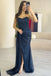 Shiny Blue Sweetheart Mermaid Side Slit Long Prom Dress Ideas, Evening Party Dresses , OLP1222