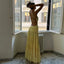 Unique One Shoulder Yellow Tiered Prom Dress Ruffled Waist Summer Style Chiffon Maxi,OLP1763