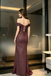 Elegant One-Shoulder Ruched Sparkly Grape Purple Floor-Length Prom Dress,OLP2192
