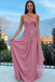 Modern Pink One-Shoulder Prom Dress Ruched Chiffon Floor Length Gown,OLP2029
