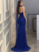 Elegant Royal Blue V Neck Ruched Mermaid Gown Sexy Shimmer Prom Dress,OLP245