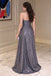 Grey Metallic Strapless Mermaid Prom Dress Sparkly Long Evening Gown,OLP2429