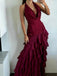 Sexy Red V-Neck Mermaid Long Prom Dress Ideas, Evening Party Dresses, OLP1415