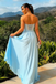 Sparkly Beaded Light Blue Prom Gown Strapless Sweetheart High Slit Party Dress,OLP1877
