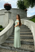 Pretty Off-Shoulder Mint Green Prom Dress Modern Draped Front Knot,OLP2198