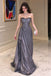 Grey Metallic Strapless Mermaid Prom Dress Sparkly Long Evening Gown,OLP2429