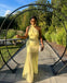 Unique Yellow High Neck Mermaid  Long Prom Dress Ideas, Evening Party Dresses, OLP1448