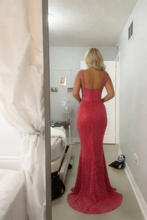 Modern Rhinestone Bodycon Prom Gown Sparkly Strapless Mermaid Formal Dress,OLP1820