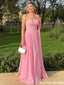 Classy Pink Chiffon Strapless Prom Dress with Matching Scarf and Ruched Bodice,OLP1887