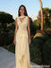 Modern Pale Yellow Cowl Neck Prom Dress Draped Waist Detail Sleek Silhouette,OLP2068