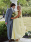 Elegant Yellow Chiffon Pleated Sweetheart Evening Dress Long Formal Gown,OLP2048