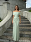 Pretty Off-Shoulder Mint Green Prom Dress Modern Draped Front Knot,OLP2198