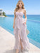 Romantic Lavender Ruffle Chiffon Strapless Gown with Sexy High Front Slit,OLP1896