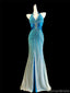 Unique Blue V-Neck Mermaid Long Prom Dress Ideas, Evening Party Dresses, OLP1540