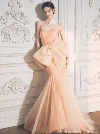 Elegant Pink Sweetheart Mermaid Long Prom Dress Ideas, Evening Party Dresses, OLP1375