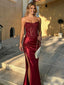 Sexy Red Sweetheart Mermaid Side Slit Long Prom Dress Ideas, Evening Party Dresses, OLP1688