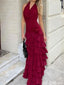 Sexy Red V-Neck Mermaid Long Prom Dress Ideas, Evening Party Dresses, OLP1415