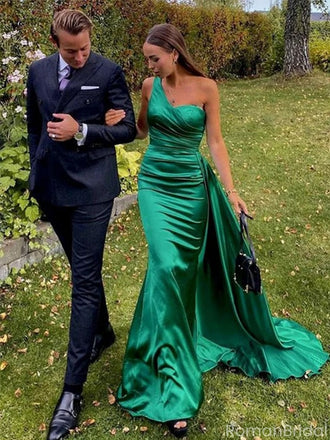 Elegant One-Shoulder Mermaid Long Prom Dress Ideas, Evening Party Dresses, OLP1260