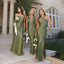 Elegant Green Mismatched Sleeveless Mermaid Long Bridesmaid Dresses Online, BG906