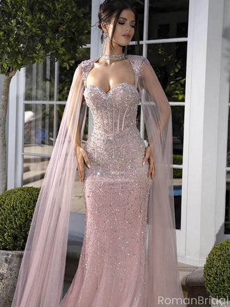 Sparkly Pink Sweetheart Mermaid Long Prom Dress Ideas, Evening Party Dresses, OLP1519