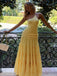 Unique One Shoulder Yellow Tiered Prom Dress Ruffled Waist Summer Style Chiffon Maxi,OLP1763