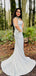 Elegant Straps Mermaid V-neck Side Slit Silver Bridesmaid Dresses Online, BG446