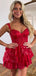 Elegant Straps A-line Tulle Short Red Homecoming Dresses Online, HD0674