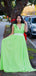 Elegant V-neck Sleeveless A-line Lime Green Bridesmaid Dresses Online, BG466