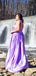 Elegant One Shoulder A-line Lilac Long Satin Bridesmaid Dresses Online, BG455