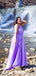 Elegant One Shoulder A-line Lilac Long Satin Bridesmaid Dresses Online, BG455