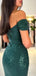 Elegant Off Shoulder Dark Green Mermaid Sequins Knee Length Short Homecoming Dresses Online, HD0681