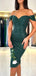 Elegant Off Shoulder Dark Green Mermaid Sequins Knee Length Short Homecoming Dresses Online, HD0681