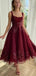 Elegant Straps Burgundy A-line Ankle Length Tulle Homecoming Dresses Online, HD0682