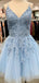 Elegant V-neck A-line Spaghetti Straps Tulle Short Homecoming Dresses Online, HD0687