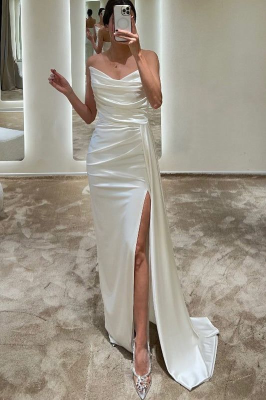 Sexy Sweetheart Sleeveless Mermaid Satin Evening Prom Dresses Online, OLP954