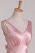 Pearl Pink A-line V-Neck Satin Sleeveless Long Evening Prom Dress Online, OL029