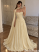 Fancy Yellow Strapless Ruched Chiffon A-Line Prom Dress,OLP2477