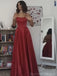 Soft Spaghetti Strap Sleeveless A-line Satin Evening Prom Dresses Online, OLP1052